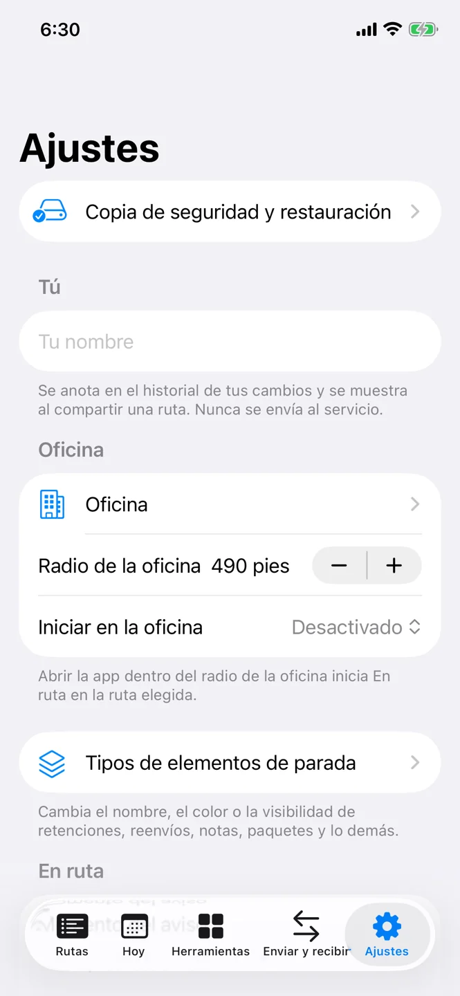 Ajustes, con Copia de seguridad y restauración arriba